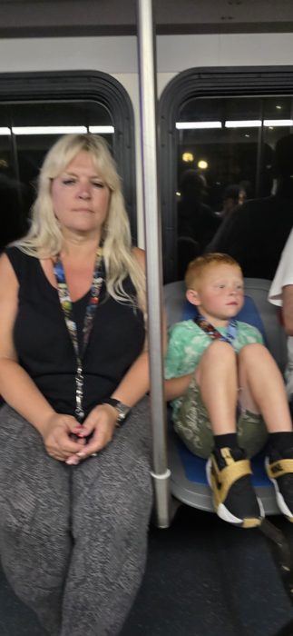 Another blurry, happy beat on the monorail ride home from the parks.