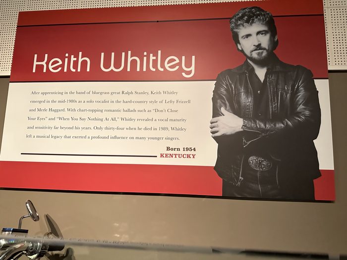 The Keith Whitley tribute panel inside the Country Music Hall of Fame.