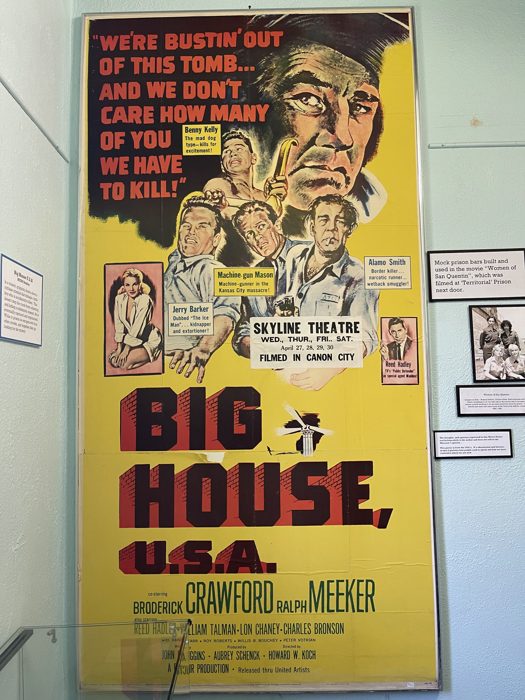 A vintage 'Big House, U.S.A.' prison-movie poster on display in the museum.