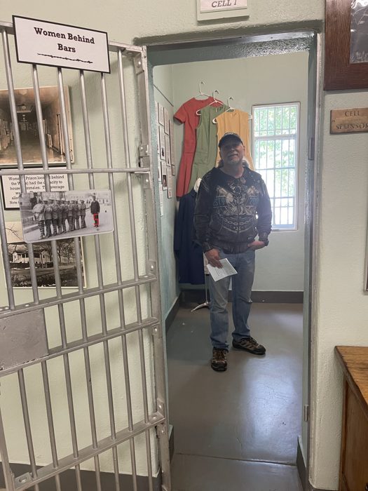 Entering the Museum of Colorado Prisons in old cell-block doorways.