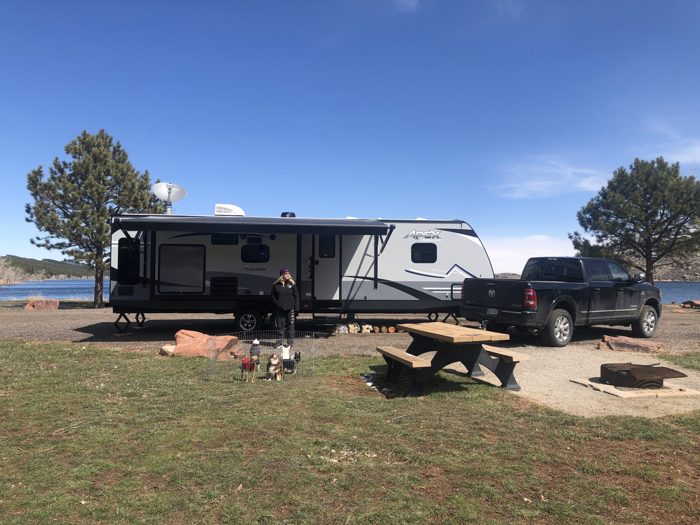 The Apex settled in at our Carter Lake site under big Colorado sky.