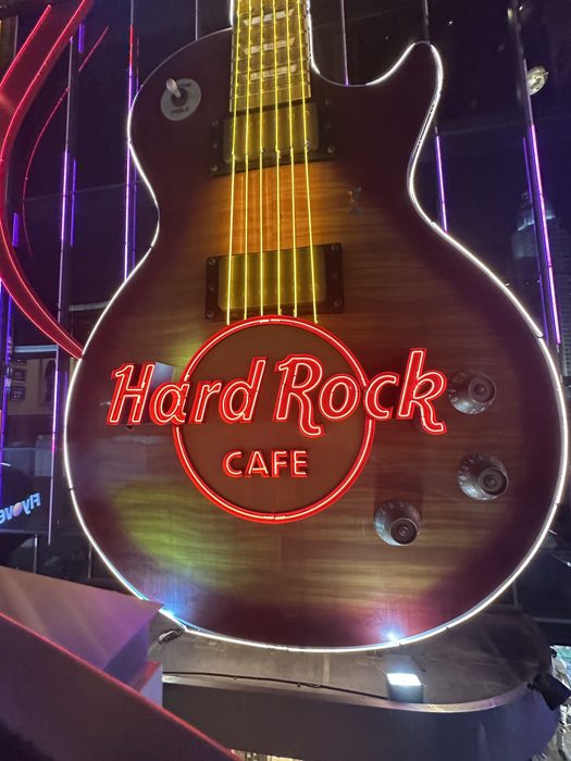 The Hard Rock's classic neon on the Strip.