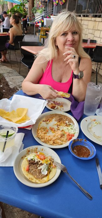 Lunch on the River Walk patio with the water just steps away.