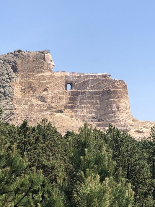 The Crazy Horse Memorial face takes shape on the mountainside.