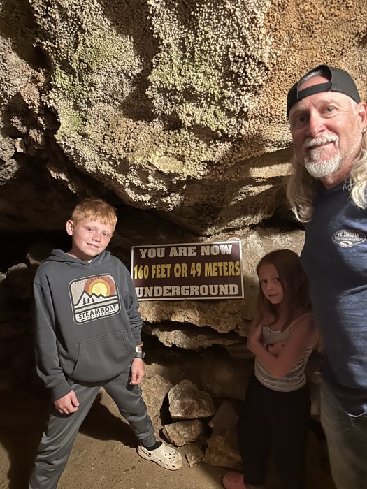 Big grins underground deep inside the boxwork-lined cave passages.