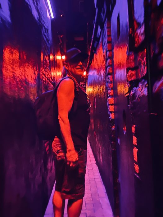 Soaking up the moody red-and-purple glow inside a French Quarter haunt.