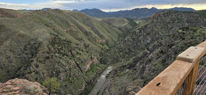 Looking straight down into the dramatic depths of the Royal Gorge canyon.