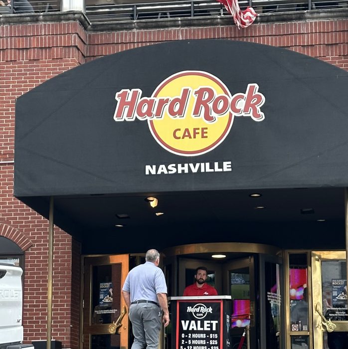 The Hard Rock Cafe Nashville right on Broadway.