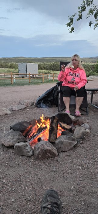 Cozy by the campfire after a long day of climbing and exploring.