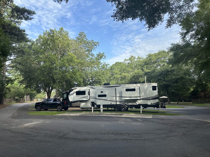 Backing out of the campground loop as we get ready to hit the road again.