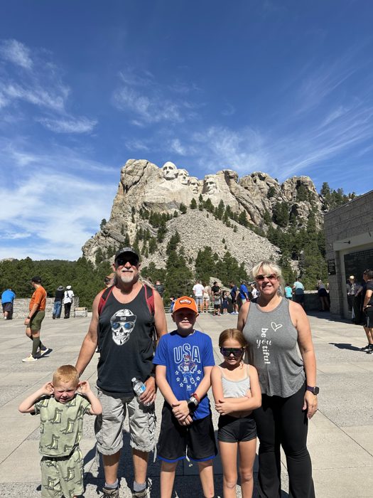 The whole family together on the Grand View Terrace below the monument.